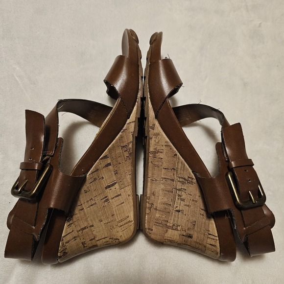 Montego Bay Club Cork-Like Brown Wedge Sandals Women's Size 7 - Picture 3 of 7